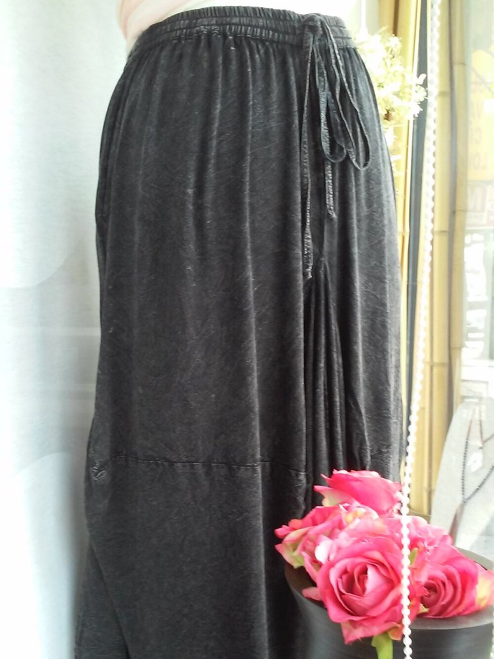 New charcoal black color midi skirt